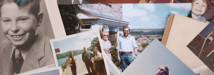 A montage of photos of my dad through various ages and stages of life; photo via Molly/Transatlantic Notes